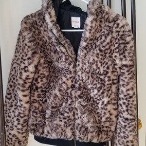 COPY - Leopard Print Teddy Jacket with hood with ears!